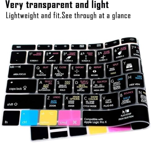 English Silicone DaVinci Resolve Shortcuts Hotkey Keyboard Cover Skin for MacBook Pro 13"A1708 A1988(No Touch Bar 2018 2017 2016)for MacBook 12"A1534 (2015)&A1931(2018)USA Layout Protective Skin in Saudi Arabia