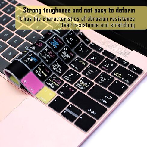 English Silicone DaVinci Resolve Shortcuts Hotkey Keyboard Cover Skin for MacBook Pro 13"A1708 A1988(No Touch Bar 2018 2017 2016)for MacBook 12"A1534 (2015)&A1931(2018)USA Layout Protective Skin in Saudi Arabia