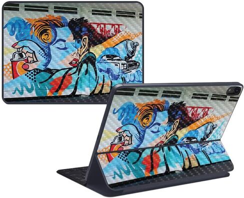 MightySkins Carbon Fiber Skin for Apple iPad Pro Smart Keyboard 12.9" (2018) - Cartoon Mania - Protective, Durable Textured Carbon Fiber Finish - Easy to Apply and Change Styles - Made in The USA in Saudi Arabia