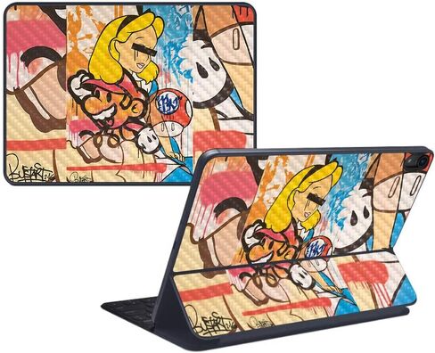 MightySkins Carbon Fiber Skin for Apple iPad Pro Smart Keyboard 12.9" (2018) - Cartoon Mania - Protective, Durable Textured Carbon Fiber Finish - Easy to Apply and Change Styles - Made in The USA in Saudi Arabia