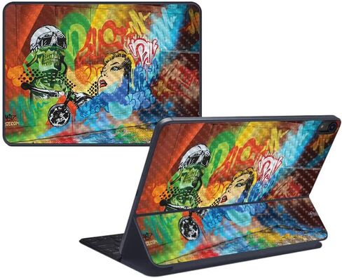 MightySkins Carbon Fiber Skin for Apple iPad Pro Smart Keyboard 12.9" (2018) - Cartoon Mania - Protective, Durable Textured Carbon Fiber Finish - Easy to Apply and Change Styles - Made in The USA in Saudi Arabia