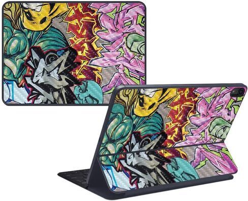 MightySkins Carbon Fiber Skin for Apple iPad Pro Smart Keyboard 12.9" (2018) - Cartoon Mania - Protective, Durable Textured Carbon Fiber Finish - Easy to Apply and Change Styles - Made in The USA in Saudi Arabia