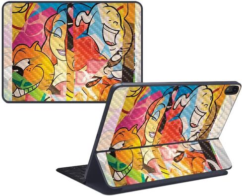 MightySkins Carbon Fiber Skin for Apple iPad Pro Smart Keyboard 12.9" (2018) - Cartoon Mania - Protective, Durable Textured Carbon Fiber Finish - Easy to Apply and Change Styles - Made in The USA in Saudi Arabia