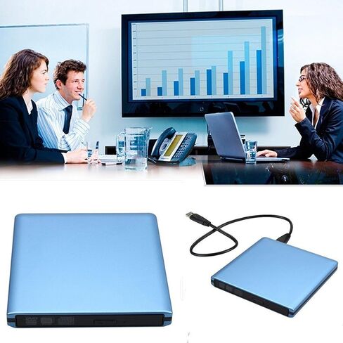 USB 3.0 External DVD-RW Drive Burner All-Aluminum Ultra Slim Portable DVD Rewriter Burner CD/DVD-RW Writer Burner for Laptop and Desktop PC Windows and Linux OS Apple Mac MacBook Pro (Blue) in Saudi Arabia