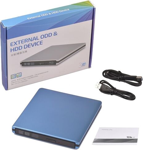 USB 3.0 External DVD-RW Drive Burner All-Aluminum Ultra Slim Portable DVD Rewriter Burner CD/DVD-RW Writer Burner for Laptop and Desktop PC Windows and Linux OS Apple Mac MacBook Pro (Blue) in Saudi Arabia