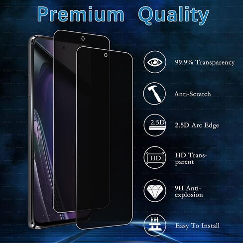 2 Pack Privacy Screen Protector for Motorola Moto G Stylus 5G 2023 with 2 Pack Camera Lens Protector, Full Coverage Anti-Spy Private Tempered Glass Film , Anti-Scratch, Case-Friendly, 9H Hardness in Saudi Arabia