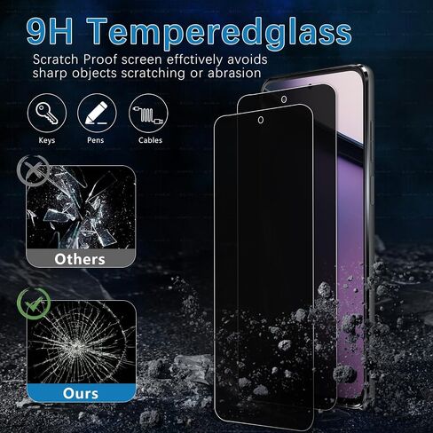 2 Pack Privacy Screen Protector for Motorola Moto G Stylus 5G 2023 with 2 Pack Camera Lens Protector, Full Coverage Anti-Spy Private Tempered Glass Film , Anti-Scratch, Case-Friendly, 9H Hardness in Saudi Arabia
