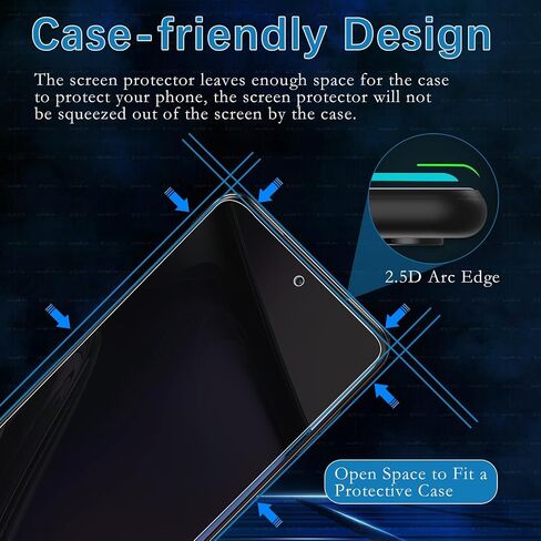 2 Pack Privacy Screen Protector for Motorola Moto G Stylus 5G 2023 with 2 Pack Camera Lens Protector, Full Coverage Anti-Spy Private Tempered Glass Film , Anti-Scratch, Case-Friendly, 9H Hardness in Saudi Arabia