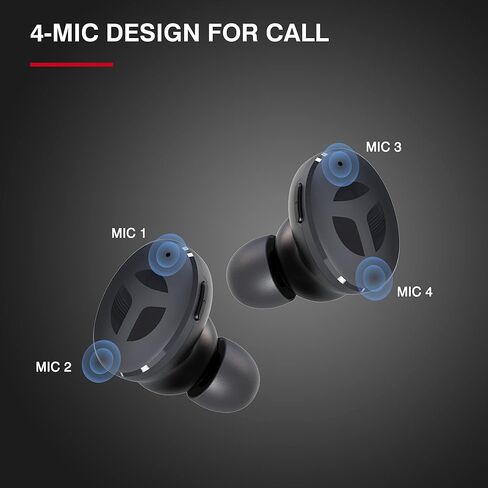 سماعات أذن رياضية لاسلكية TRANYA M10B، تحكم في الأزرار، صوت ممتاز مع صوت جهير عميق، وقت تشغيل 32 ساعة، تصميم 4 ميكروفونات للمكالمات، سماعات أذن بلوتوث، سماعات رأس مقاومة للماء IPX5 للرياضة in Kuwait