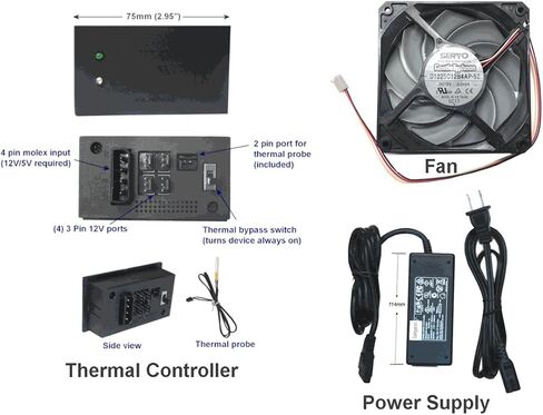 مبرد خزانة AV بتحكم حراري مزدوج من Coolerguys مقاس 120 مم مع مراوح Typhoon اللطيفة in Kuwait
