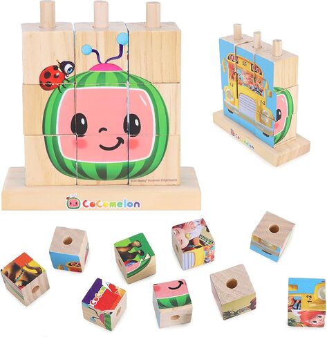 أحجية مكعبات التراص الخشبية من Toyland® Cocomelon - ألعاب تعليمية للأطفال الصغار - مناسبة من عمر 18 شهرًا فما فوق in Kuwait