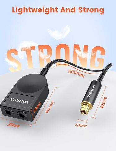 مقسم بصري 1 × 2 1 في 2 مقسم صوت بصري رقمي [يدعم LPCM2.0، دولبي ديجيتال، DTS 5.1] مقسم Toslink متوافق مع المسرح المنزلي، شريط الصوت، التلفزيون، مشغلات بلو راي، أسود in Kuwait