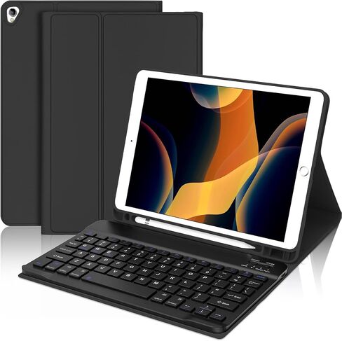 حافظة iPad 9th Gen 2021 مع لوحة مفاتيح 10.2 بوصة، iPad 8th Gen 2020/iPad 7th Gen 2019/iPad Air 3/iPad Pro 10.5 حافظة لوحة مفاتيح، لوحة مفاتيح بلوتوث لاسلكية قابلة للفصل مع حامل قلم لجهاز iPad 2021 9th in Saudi Arabia