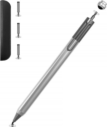 Universal Stylus Pen, Clip Design Disc Tip Capacitive Stylus Pencil for Apple iPad/iPhone/Samsung Galaxy Tab Tablet/Fire HD/MI/HUAWEI/All Touch Screens | Included 5pcs Replacement Tips & Pen case in Saudi Arabia