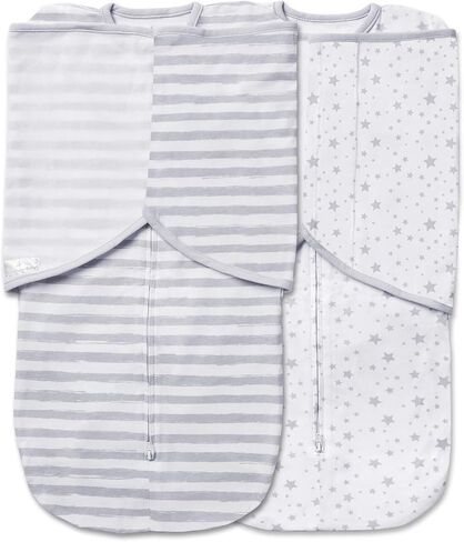 BreathableBaby Adjustable 3-in-1 Soft Premium Cotton Newborn Swaddle Trio Blanket & Wrap, (Infants 0-4 months) – Blue Heather, Arms Up, Arms Down, Arms Out, Perfect Baby Gift in Saudi Arabia