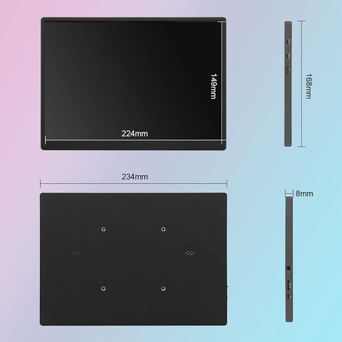 شاشة محمولة مقاس 10.5 بوصة بدقة FHD 1920x1280 للألعاب مع شاشة IPS صغيرة الحجم من النوع C وHDMI فائقة النحافة مع غطاء ذكي ومكبرات صوت، VESA in Saudi Arabia