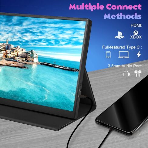 شاشة محمولة مقاس 10.5 بوصة بدقة FHD 1920x1280 للألعاب مع شاشة IPS صغيرة الحجم من النوع C وHDMI فائقة النحافة مع غطاء ذكي ومكبرات صوت، VESA in Saudi Arabia