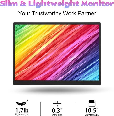 شاشة محمولة مقاس 10.5 بوصة بدقة FHD 1920x1280 للألعاب مع شاشة IPS صغيرة الحجم من النوع C وHDMI فائقة النحافة مع غطاء ذكي ومكبرات صوت، VESA in Saudi Arabia