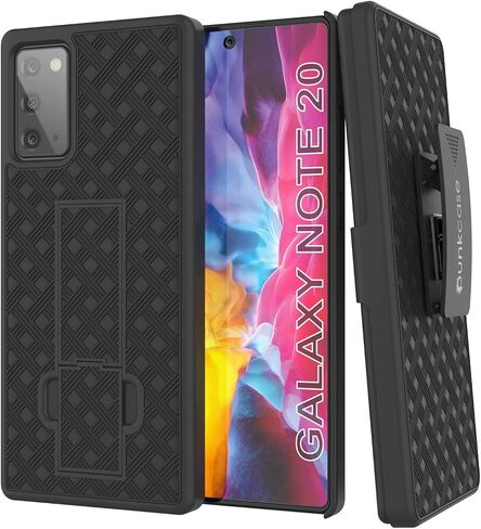 PunkCase Galaxy Note 20 Holster Belt Clip Case W/Screen Protector & Built-in Kickstand | Dual Layer Hybrid TPU 360 Full Body Protection [Slim Fit] for Samsung Note20 5G (6.7") (Black in Saudi Arabia