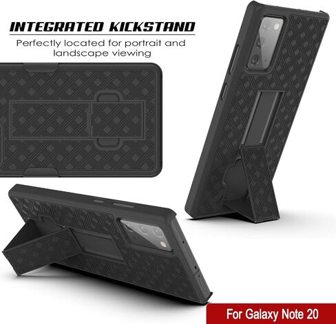PunkCase Galaxy Note 20 Holster Belt Clip Case W/Screen Protector & Built-in Kickstand | Dual Layer Hybrid TPU 360 Full Body Protection [Slim Fit] for Samsung Note20 5G (6.7") (Black in Saudi Arabia