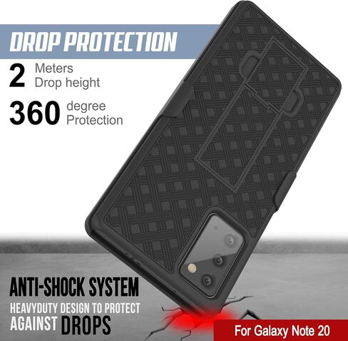 PunkCase Galaxy Note 20 Holster Belt Clip Case W/Screen Protector & Built-in Kickstand | Dual Layer Hybrid TPU 360 Full Body Protection [Slim Fit] for Samsung Note20 5G (6.7") (Black in Saudi Arabia