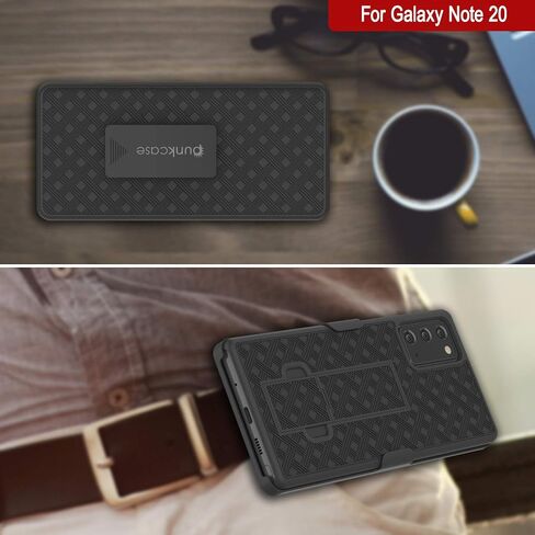 PunkCase Galaxy Note 20 Holster Belt Clip Case W/Screen Protector & Built-in Kickstand | Dual Layer Hybrid TPU 360 Full Body Protection [Slim Fit] for Samsung Note20 5G (6.7") (Black in Saudi Arabia
