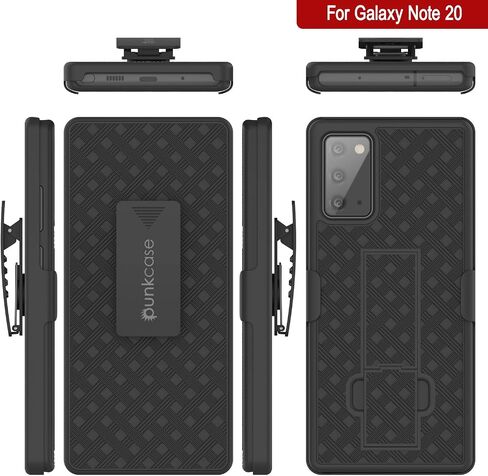 PunkCase Galaxy Note 20 Holster Belt Clip Case W/Screen Protector & Built-in Kickstand | Dual Layer Hybrid TPU 360 Full Body Protection [Slim Fit] for Samsung Note20 5G (6.7") (Black in Saudi Arabia