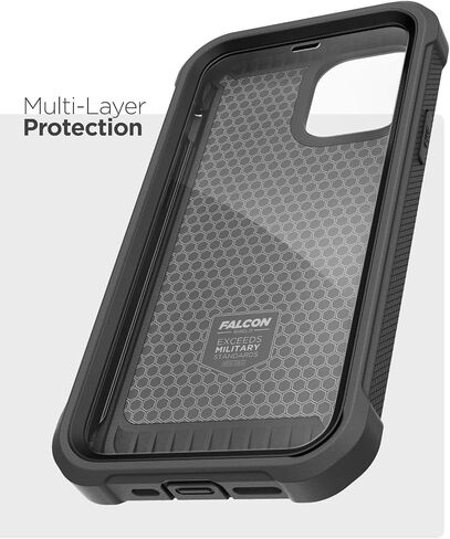 Encased Falcon Armor Designed for iPhone 12 Mini Case with Built-in Screen Protector - Ultra Protective Full-Body Cover with Belt Clip Holster (Black) in Saudi Arabia