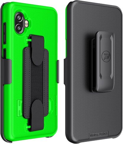 Case Compatible with Samsung Galaxy XCover6 Pro (SM-G736), Shell Case and Belt Clip Holster Combo with Hand Strap and Screen Protector (Black) in Saudi Arabia