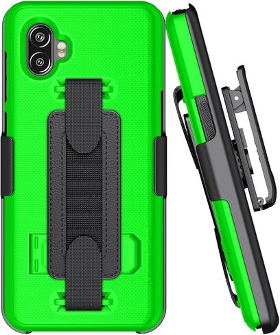 Case Compatible with Samsung Galaxy XCover6 Pro (SM-G736), Shell Case and Belt Clip Holster Combo with Hand Strap and Screen Protector (Black) in Saudi Arabia