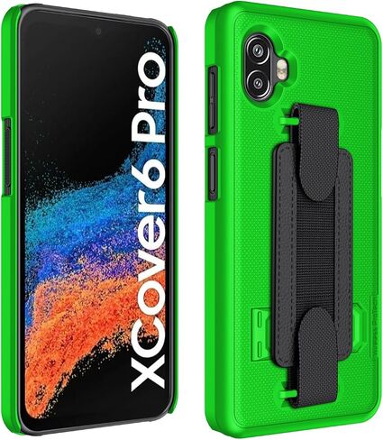 Case Compatible with Samsung Galaxy XCover6 Pro (SM-G736), Shell Case and Belt Clip Holster Combo with Hand Strap and Screen Protector (Black) in Saudi Arabia