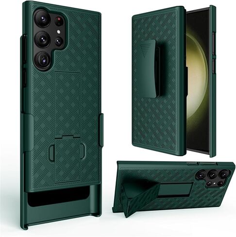 for Samsung Galaxy S23 Ultra Holster Case, Slim Combo Shell with Kickstand Swivel Belt Clip Holster Rugged Protective Cover for Samsung Galaxy S23 Ultra 6.8'' 2023 Release, Green in Saudi Arabia