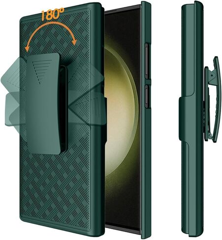 for Samsung Galaxy S23 Ultra Holster Case, Slim Combo Shell with Kickstand Swivel Belt Clip Holster Rugged Protective Cover for Samsung Galaxy S23 Ultra 6.8'' 2023 Release, Green in Saudi Arabia