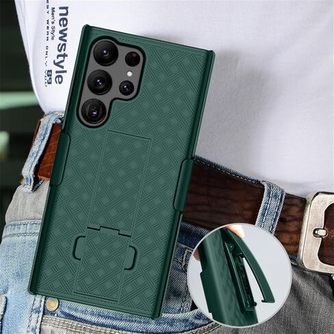 for Samsung Galaxy S23 Ultra Holster Case, Slim Combo Shell with Kickstand Swivel Belt Clip Holster Rugged Protective Cover for Samsung Galaxy S23 Ultra 6.8'' 2023 Release, Green in Saudi Arabia
