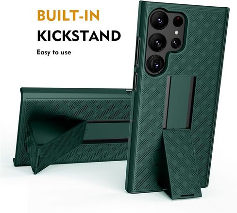 for Samsung Galaxy S23 Ultra Holster Case, Slim Combo Shell with Kickstand Swivel Belt Clip Holster Rugged Protective Cover for Samsung Galaxy S23 Ultra 6.8'' 2023 Release, Green in Saudi Arabia