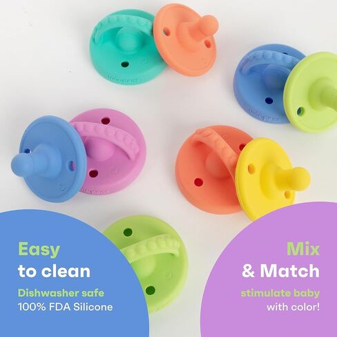 Flip and Store Pacifier | Silicone Newborn to Toddler Pacifiers with Protective Case | Teething Ring and 2 Air Holes for Added Safety in Saudi Arabia