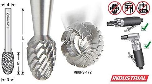 أداة Amana - BURS-176 شكل بيضاوي من الكربيد الصلب 3/8 قطر × 5/8 × 1/4 ساق مزدوجة القطع SE Bur in Saudi Arabia