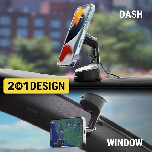 Scosche MPQ6WD-SP Magnetic Phone Holder for Car Dashboard/Windshield, 20W Wireless Fast Car Charger Phone Stand, Hands Free Cell Phone Mount Compatible with iPhone 15/14/13/12 Series and MagSafe Case in Saudi Arabia