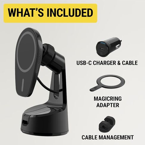 Scosche MPQ6WD-SP Magnetic Phone Holder for Car Dashboard/Windshield, 20W Wireless Fast Car Charger Phone Stand, Hands Free Cell Phone Mount Compatible with iPhone 15/14/13/12 Series and MagSafe Case in Saudi Arabia