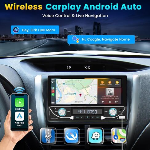 Car Radio Double Din Car Stereo with Wireless Apple Carplay Android Auto,Inefala 6.9 Inch Touch Screen Bluetooth Car Audio Receivers FM Radio Mirror Link Head Unit SWC Backup Cam USB&Type-C port in Saudi Arabia