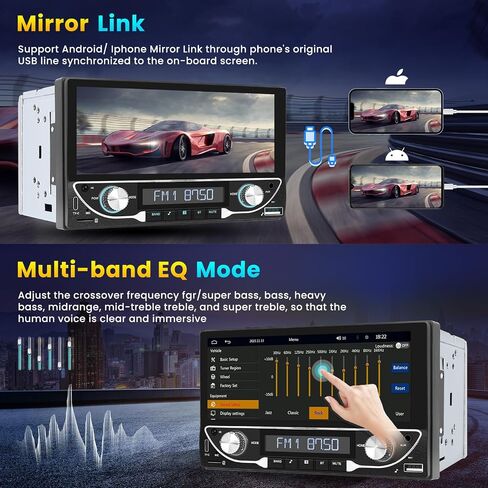 Car Radio Double Din Car Stereo with Wireless Apple Carplay Android Auto,Inefala 6.9 Inch Touch Screen Bluetooth Car Audio Receivers FM Radio Mirror Link Head Unit SWC Backup Cam USB&Type-C port in Saudi Arabia