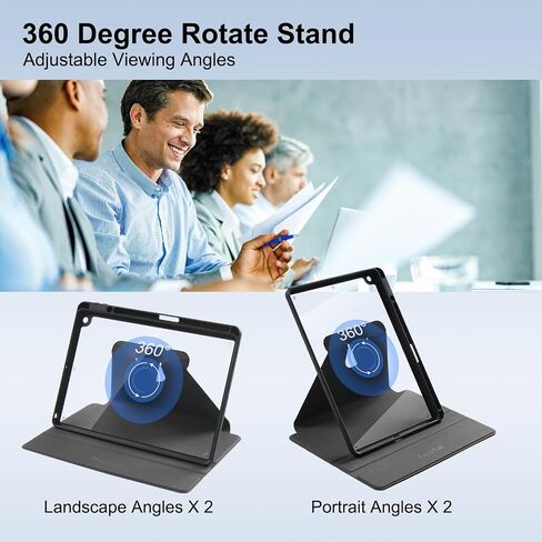 Rotating Case 10.2 Compatible with iPad 9th Generation(2021)/8th Generation(2020)/7th Gen(2019),360 Degree Rotating Stand Cover, Multi-Angle Viewing Folio Cover with Pencil Holder in Saudi Arabia