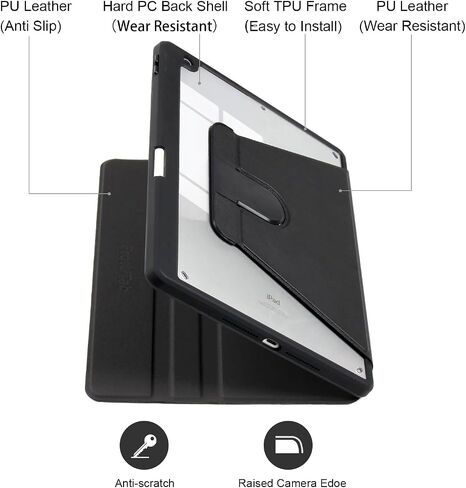 Rotating Case 10.2 Compatible with iPad 9th Generation(2021)/8th Generation(2020)/7th Gen(2019),360 Degree Rotating Stand Cover, Multi-Angle Viewing Folio Cover with Pencil Holder in Saudi Arabia