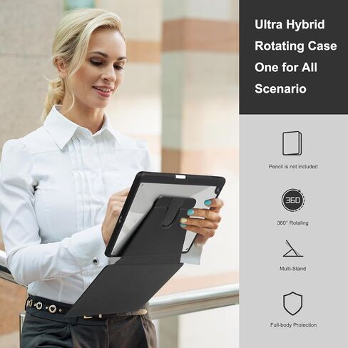 Rotating Case 10.2 Compatible with iPad 9th Generation(2021)/8th Generation(2020)/7th Gen(2019),360 Degree Rotating Stand Cover, Multi-Angle Viewing Folio Cover with Pencil Holder in Saudi Arabia