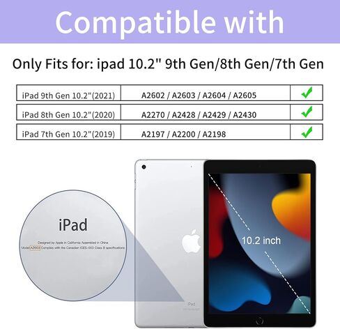Rotating Case 10.2 Compatible with iPad 9th Generation(2021)/8th Generation(2020)/7th Gen(2019),360 Degree Rotating Stand Cover, Multi-Angle Viewing Folio Cover with Pencil Holder in Saudi Arabia