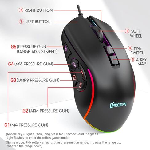 ماوس الألعاب 6D ماوس سلكي للكمبيوتر بتصميم مريح RGB ضوء الفئران الضوئية لأجهزة الكمبيوتر المحمول in Saudi Arabia