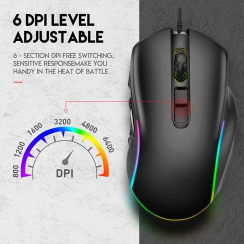 ماوس الألعاب 6D ماوس سلكي للكمبيوتر بتصميم مريح RGB ضوء الفئران الضوئية لأجهزة الكمبيوتر المحمول in Saudi Arabia