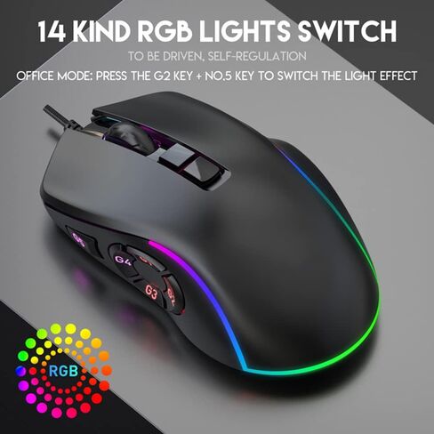ماوس الألعاب 6D ماوس سلكي للكمبيوتر بتصميم مريح RGB ضوء الفئران الضوئية لأجهزة الكمبيوتر المحمول in Saudi Arabia
