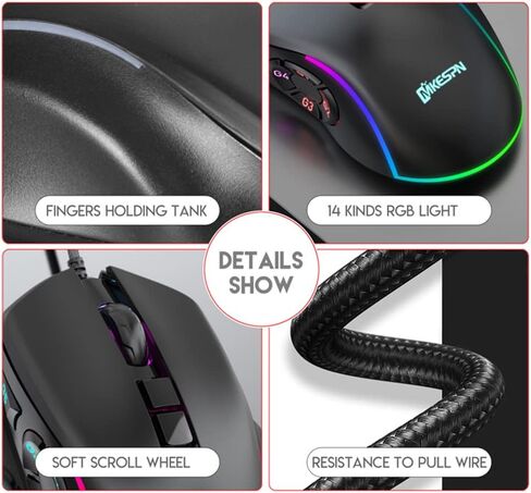 ماوس الألعاب 6D ماوس سلكي للكمبيوتر بتصميم مريح RGB ضوء الفئران الضوئية لأجهزة الكمبيوتر المحمول in Saudi Arabia