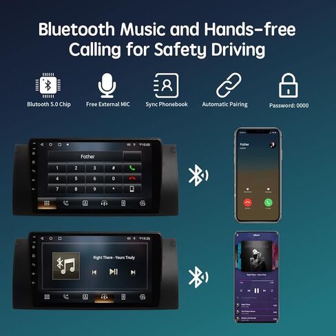 6 جيجابايت 128 جيجابايت 9 بوصة شاشة لمس راديو Apple Car Play اللاسلكية لسيارات BMW 5 Series E39 M5 1996-2002، X5 E53 2000-2006 ستيريو السيارة مع بلوتوث Android Auto، DSP 48-Band EQ، راديو AM/FM، 5 جيجا هرتز واي فاي in Kuwait